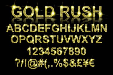 Gold rush. Gold alphabetic fonts clipart