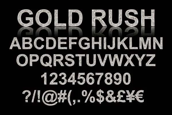 Goldrausch. silberne alphabetische Schriften — Stockvektor
