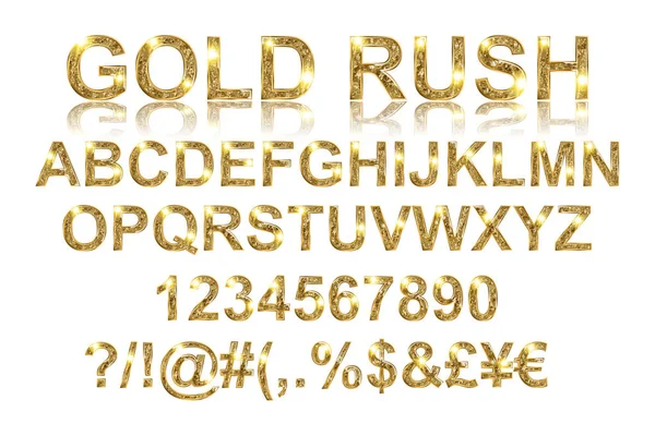 Corrida do ouro. Fontes alfabéticas Gold — Vetor de Stock
