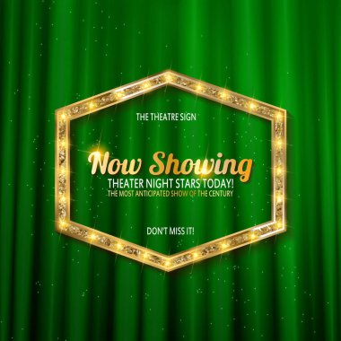 Altın çerçeve ışık ampuller ile