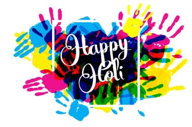 El bir arka plan üzerinde mutlu holi yazdırır