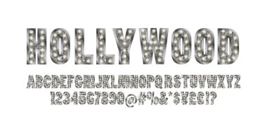 Hollywood. Altın alfabe Haritayı lambalar ile renk.