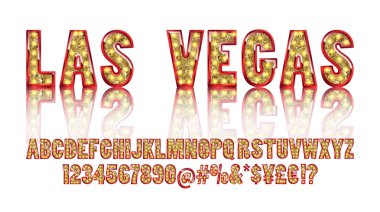 Las Vegas. Altın alfabe Haritayı lambalar ile renk