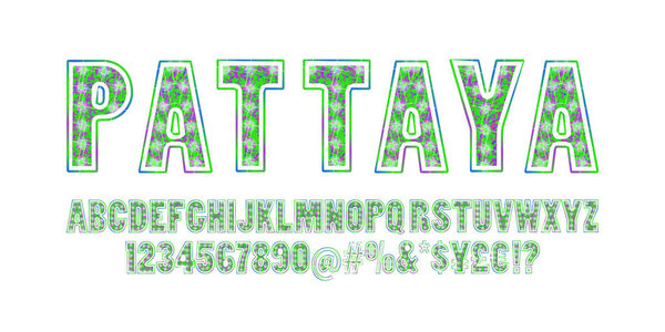 Pattaya. Vintage tropical font.