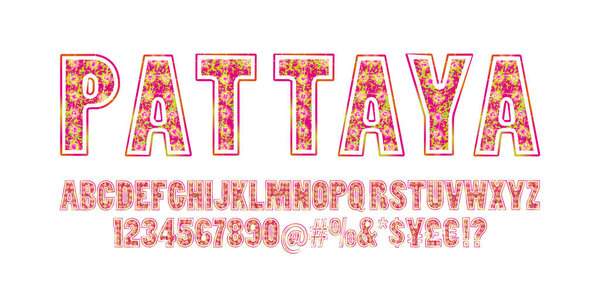 Pattaya. Vintage tropical font.