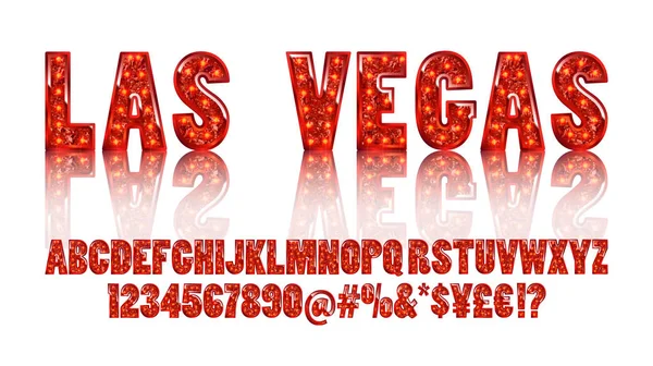 Las Vegas. Gouden alfabet kleur met Toon lampen — Stockvector