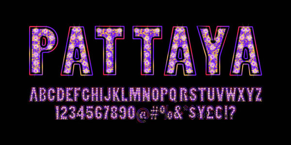 Pattaya. Vintage tropical font.