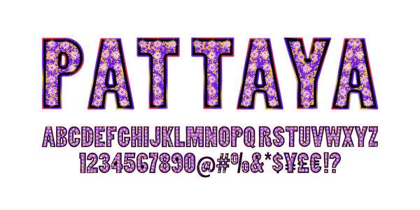 Pattaya. Vintage tropical font.