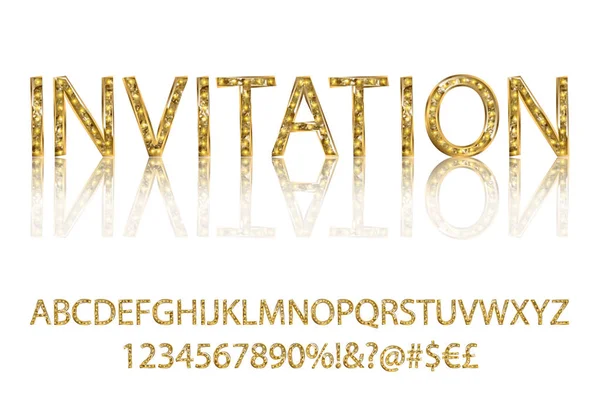 Gouden alfabetische lettertypen vector — Stockvector