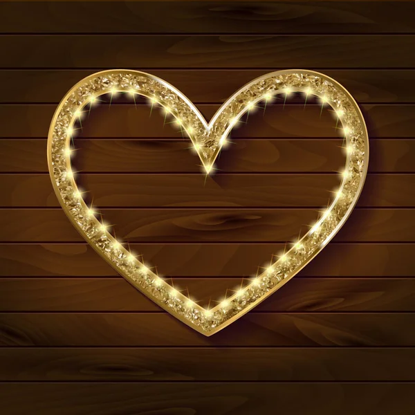 Рамка кіно серце на дерев'яному фоні — стоковий вектор