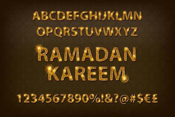 金色字母和英语字母表中的字母数字 — 图库矢量图片