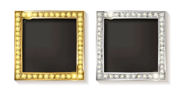 金と銀のベクトル画像のフレーム — ストックベクタ