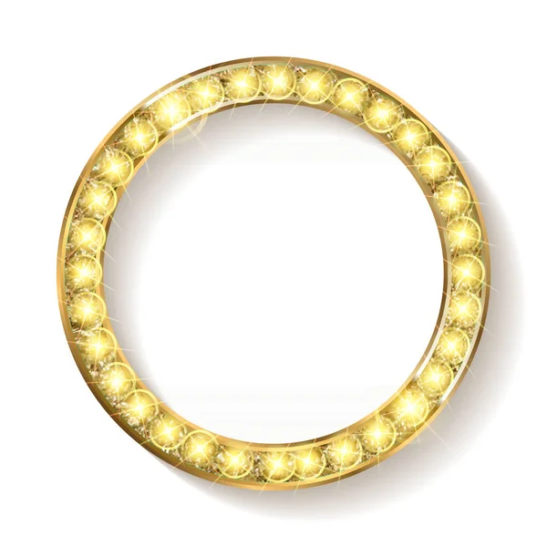 Gold rundes Rahmenkino auf weißem Hintergrund — Stockvektor