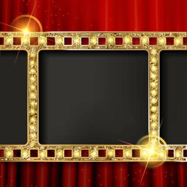 Gold film on the curtain backdrop. — Stock Vector