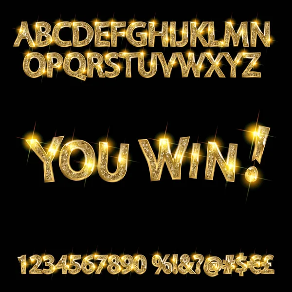 You win. gold alphabets and numbers — Stock Vector