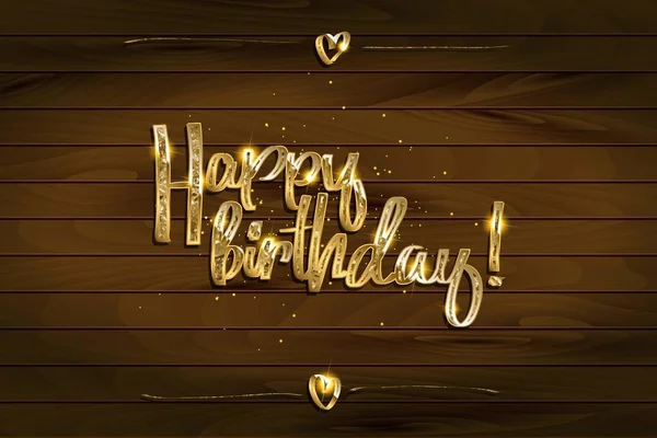 Feliz cumpleaños en letras de oro — Vector de stock