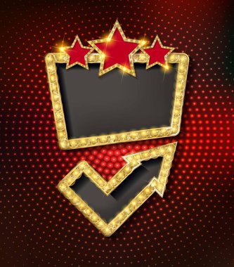 Retro kayan yazı şık çerçeveler ampuller ile.