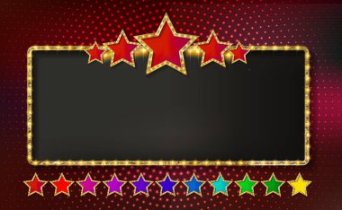 Retro marquee stylish frames with light bulbs. clipart
