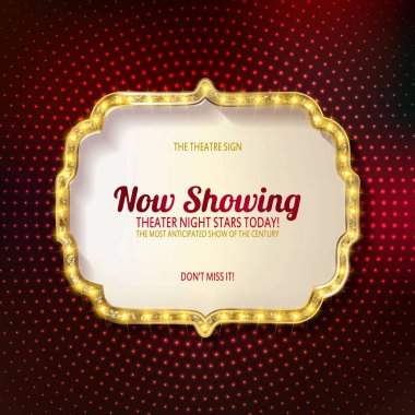 Retro kayan yazı şık çerçeveler ampuller ile.