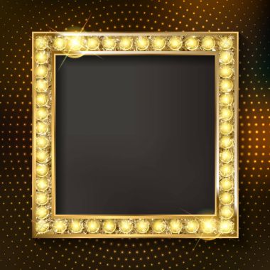 Retro kayan yazı şık çerçeveler ampuller ile.