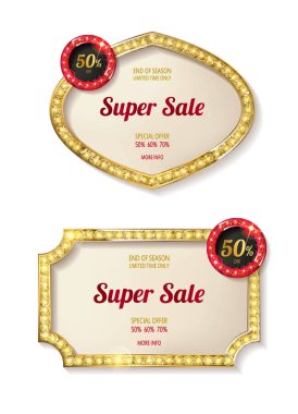 Büyük parlayan lambalar ile retro çerçeve kümesi.