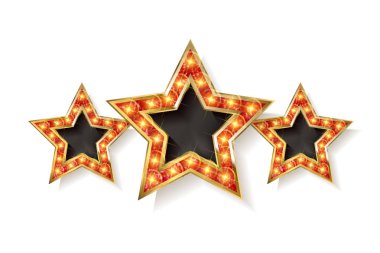 Beyaz zemin üzerinde üç altın kırmızı yıldız