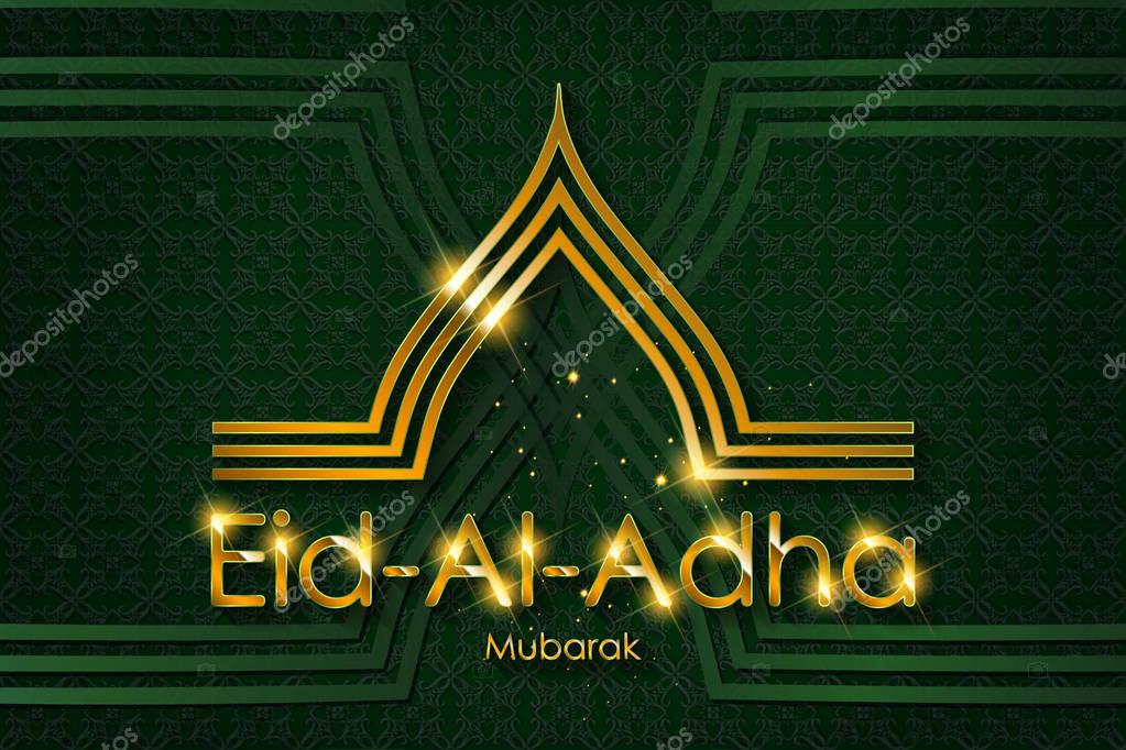 Eid Mubarak with arabic golden calligraphy on dark vintage background for Eid Celebrations greeting cards or posting in website. Vector illustration