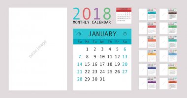 2018 takvim planlayıcısı tasarım.