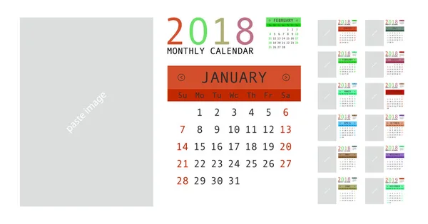2018 Calendar Planner Design. — Stock Vector