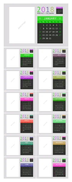 Diseño de planificador de calendario 2018 . — Vector de stock