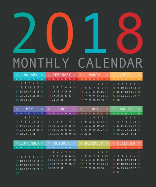 Takvim 2018 yıl basit tarzı.