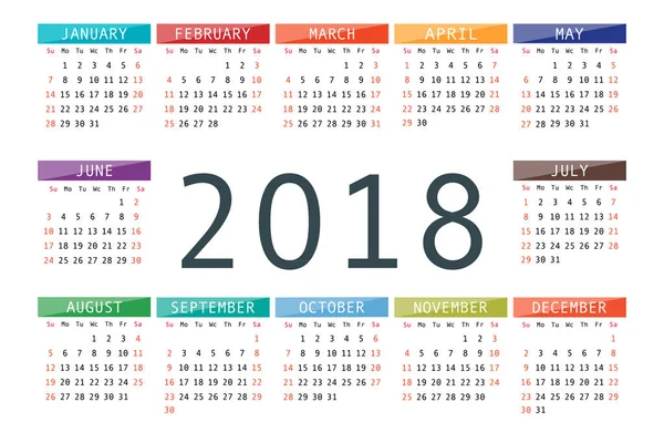 Takvim 2018 yıl basit tarzı.