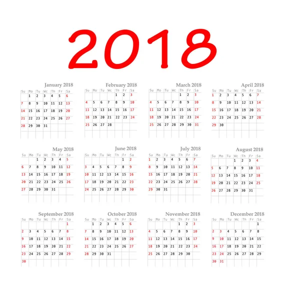 Takvim 2018 yıl basit tarzı.