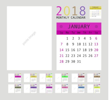 2018 takvim planlayıcısı tasarım