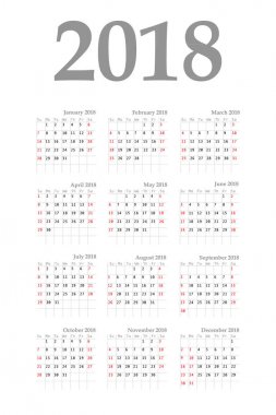 Takvim 2018 yıl basit tarzı.