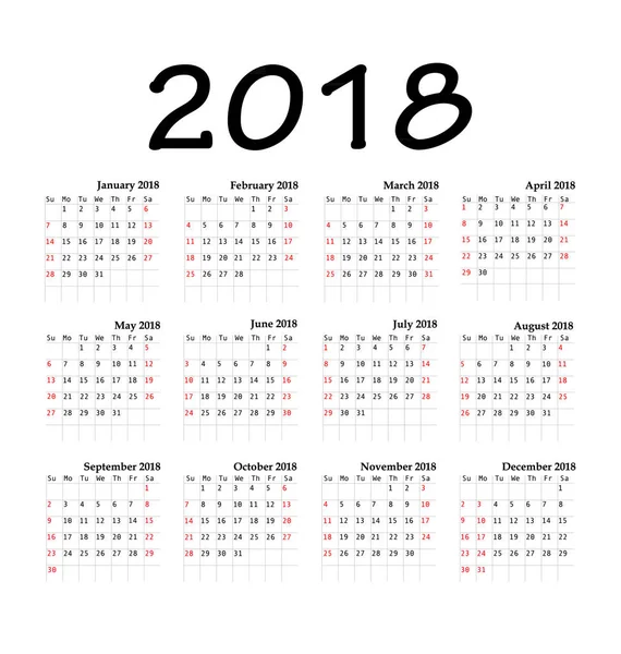 Календарь 2018 года . — стоковый вектор