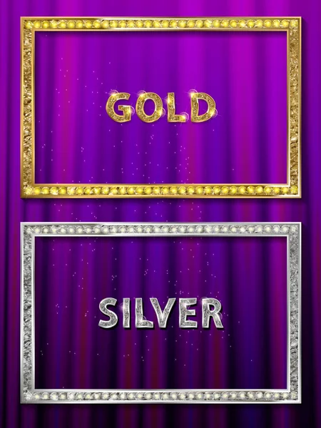 Kino silver i gold kształt ramki — Wektor stockowy