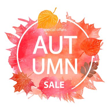 Sonbahar yaprak yeşillik suluboya .