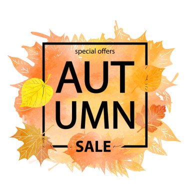 Sonbahar yaprak yeşillik suluboya .