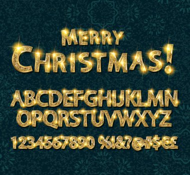 Altın harf ve rakam ile mutlu Noeller