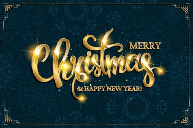 Merry Christmas metin glitter elemanları ile vektör.