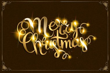 Merry Christmas metin glitter elemanları ile vektör.