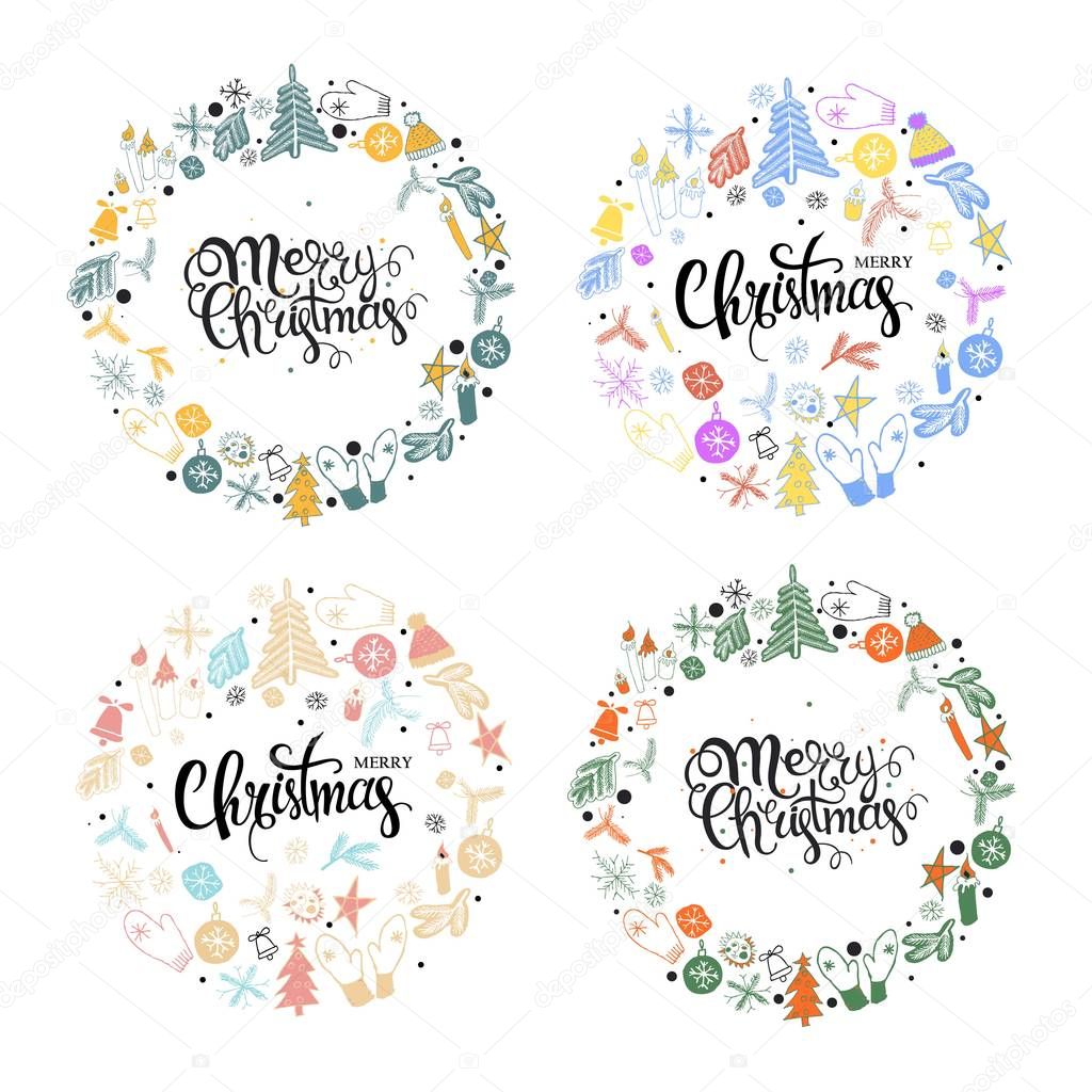 Set Christmas greeting cards