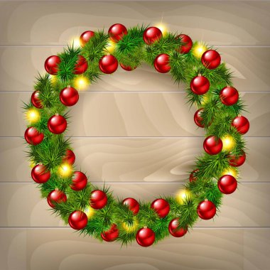 Noel çelenk, ahşap arka plan üzerinde izole