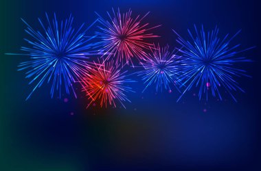 Alacakaranlık arka plan üzerinde parlak renkli havai fişek