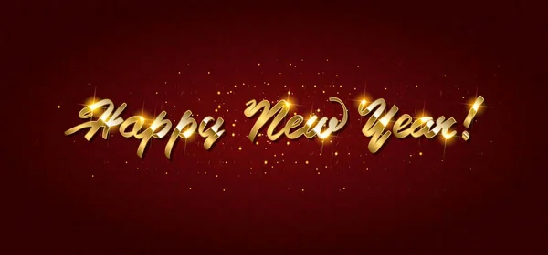 Ouro Feliz Ano Novo texto saudação — Vetor de Stock