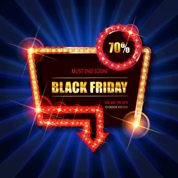 Black Friday retro light frame. Vector illustration — Stock Vector