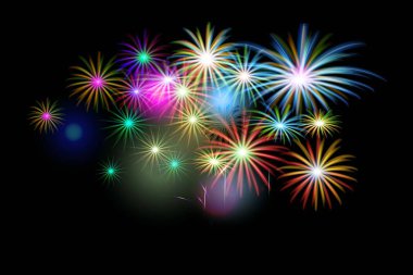 İzole edilmiş vektör havai fişekleri kümesi