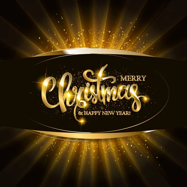 Gouden Kerstmis en Nieuwjaar banner — Stockvector