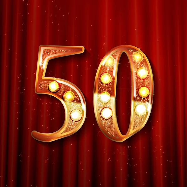 50 yıl altın yıldönümü kutlama basit logo — Stok Vektör